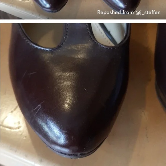 Antonio Melani Brown Heels Classic T-Strap - Picture 2 of 3